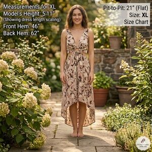 Indulge Instyle Women’s XL Maxi Dress, Waist Cut Out, Hi-Low Hem, Boho Inspired